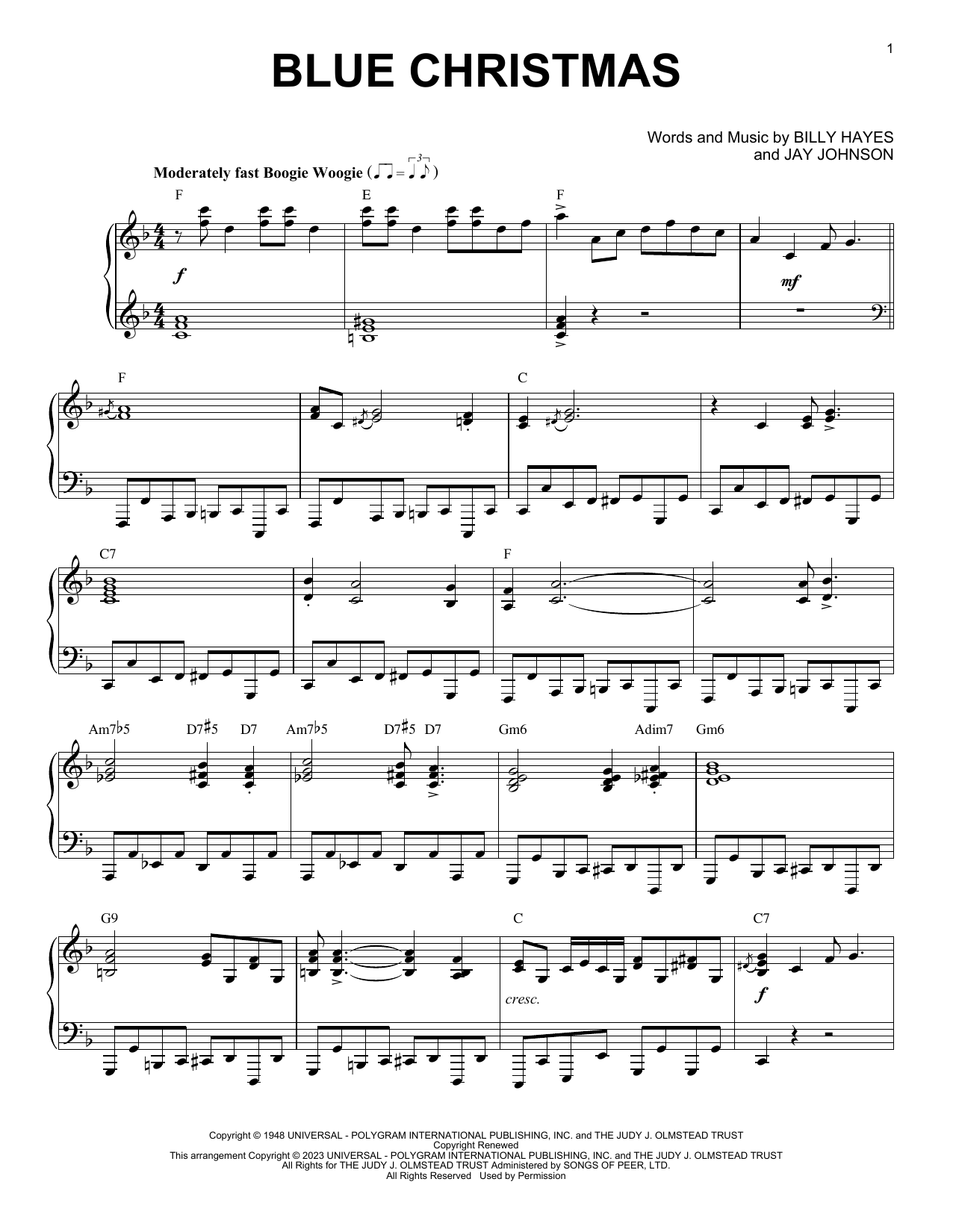 Elvis Presley Blue Christmas [Boogie Woogie version] (arr. Brent Edstrom) Sheet Music