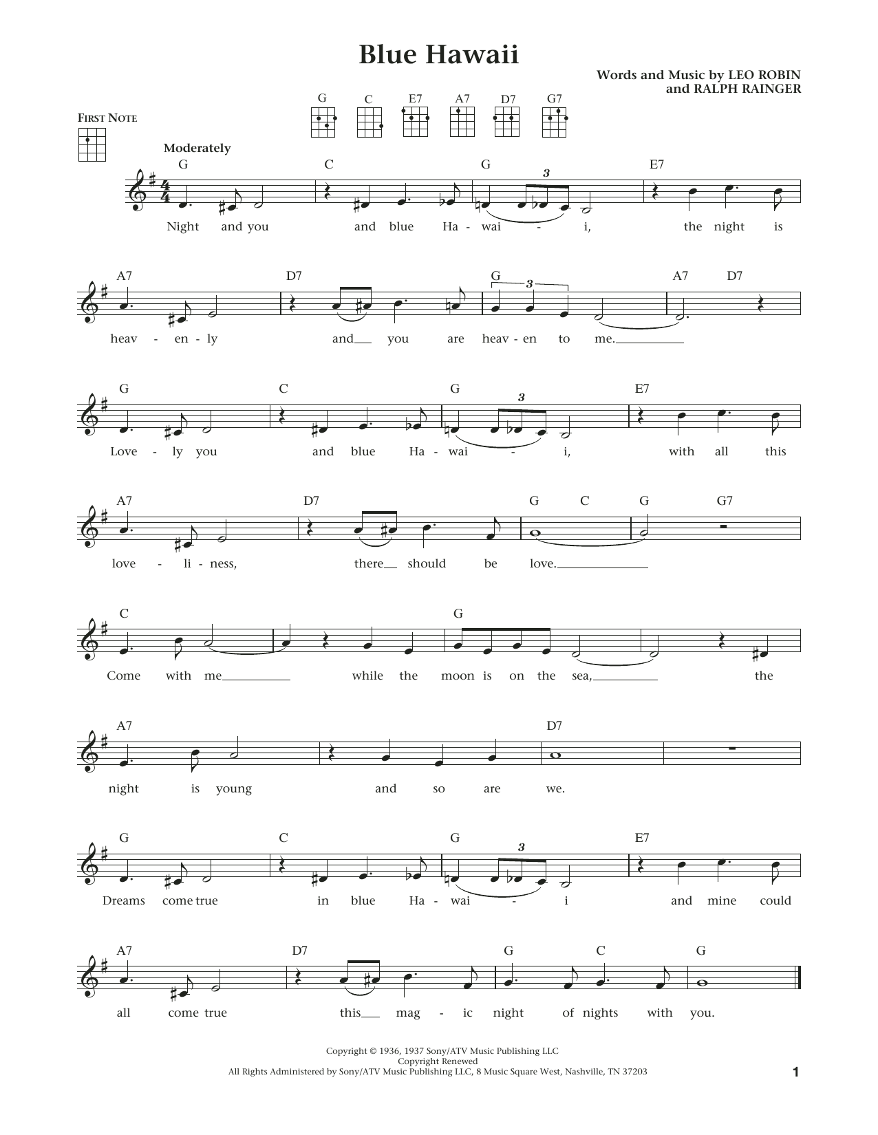 Elvis Presley Blue Hawaii (from The Daily Ukulele) (arr. Liz and Jim Beloff) Sheet Music