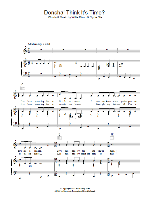Elvis Presley Doncha Think It's Time Sheet Music