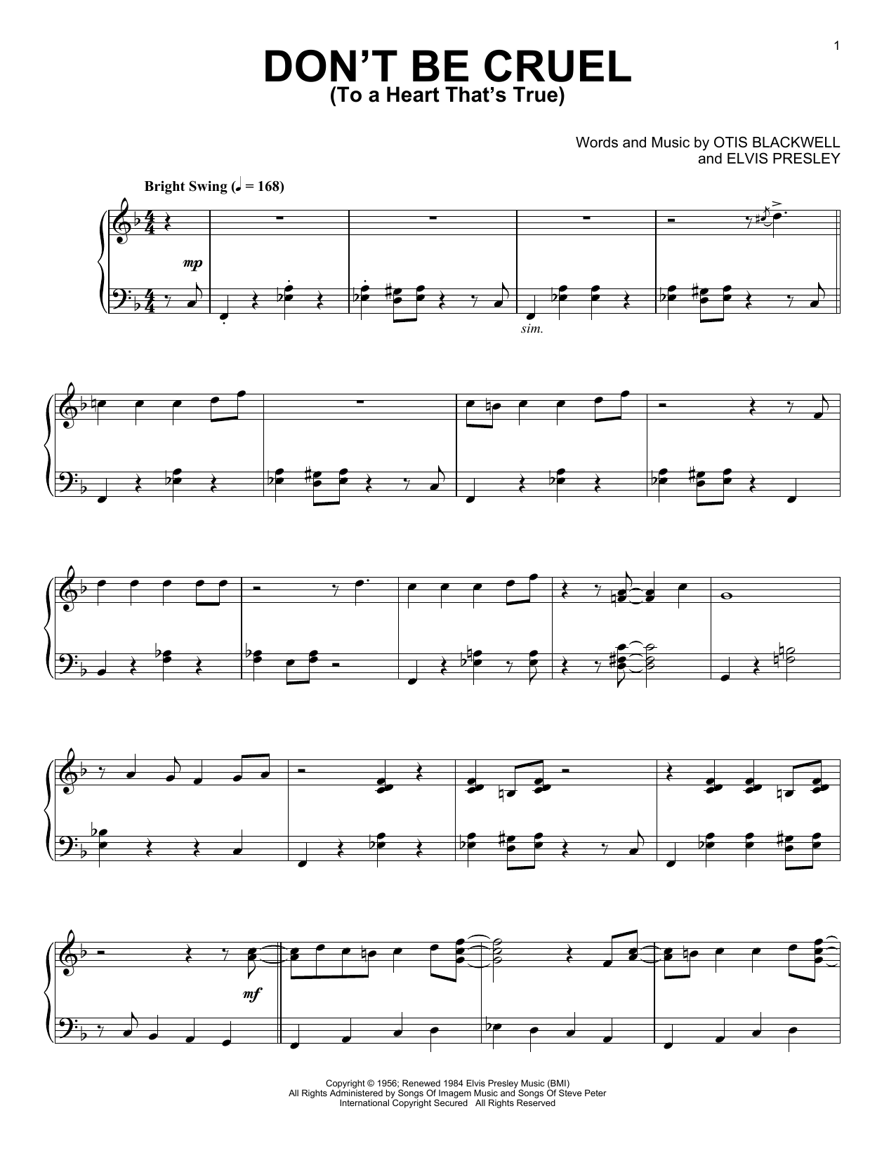 Elvis Presley Don't Be Cruel (To A Heart That's True) [Jazz version] Sheet Music
