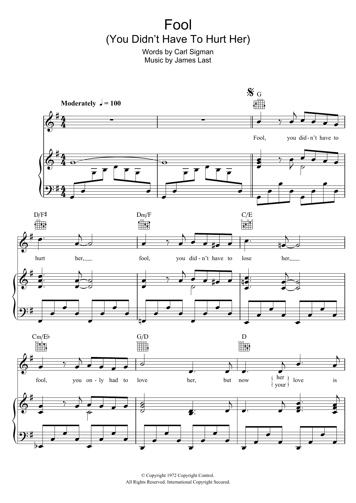 Elvis Presley Fool (You Didn't Have To Hurt Her) Sheet Music