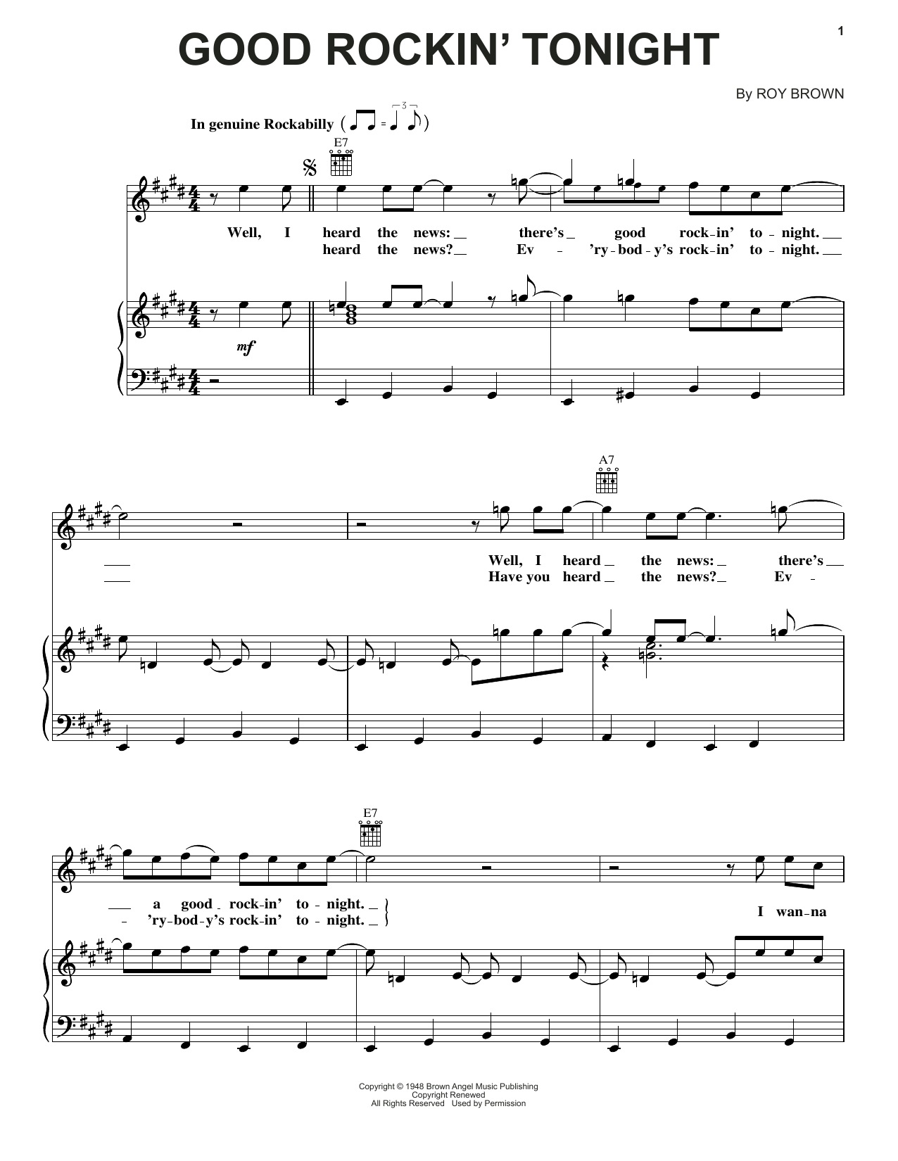 Elvis Presley Good Rockin' Tonight Sheet Music