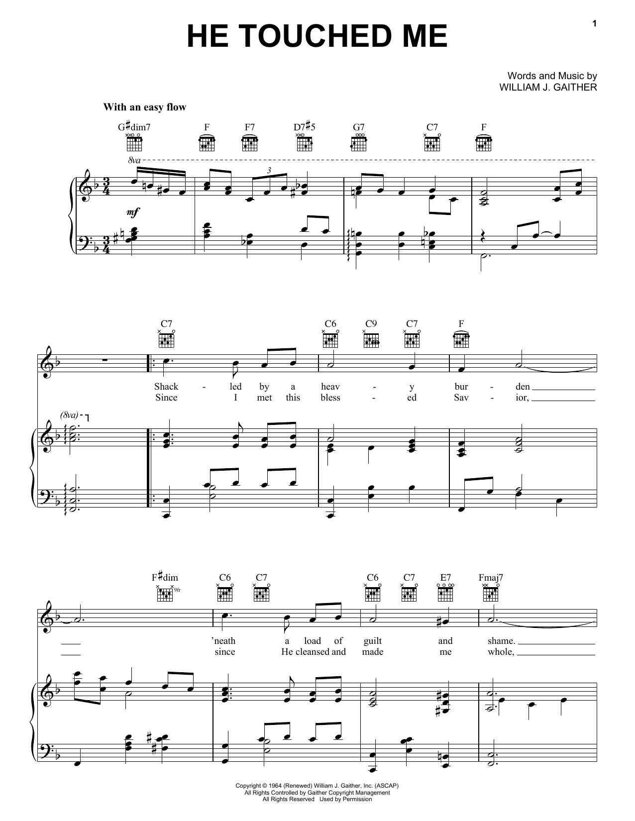 Elvis Presley He Touched Me Sheet Music