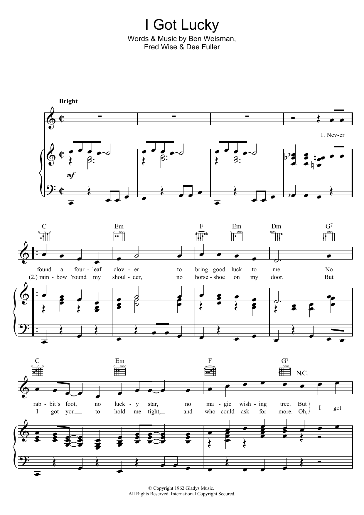 Elvis Presley I Got Lucky Sheet Music