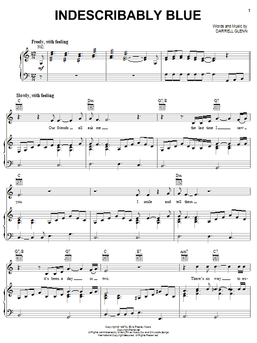 Elvis Presley Indescribably Blue Sheet Music