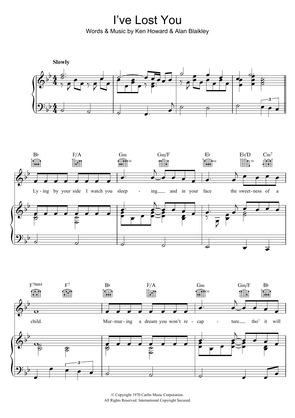 Elvis Presley I've Lost You Sheet Music