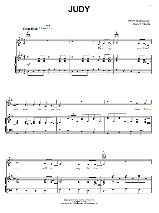 Elvis Presley Judy Sheet Music