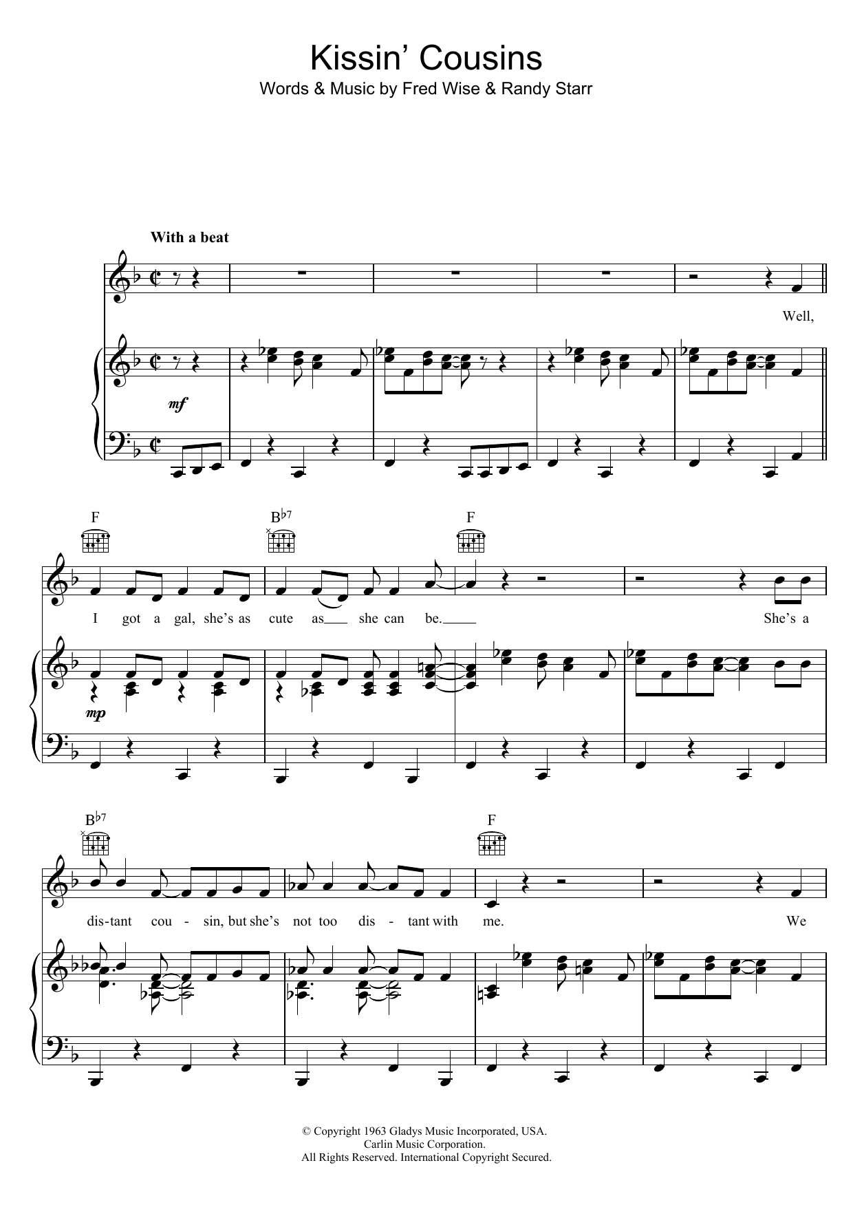 Elvis Presley Kissin' Cousins Sheet Music
