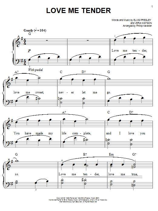 Elvis Presley Love Me Tender (arr. Phillip Keveren) Sheet Music