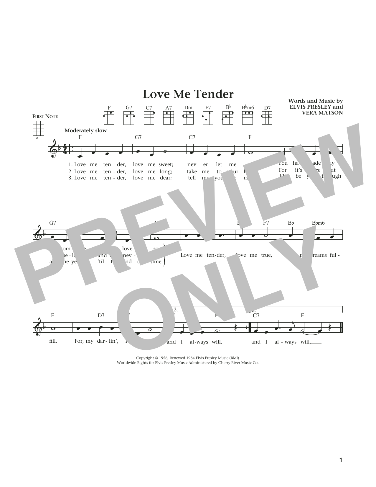 Elvis Presley Love Me Tender (from The Daily Ukulele) (arr. Liz and Jim Beloff) Sheet Music