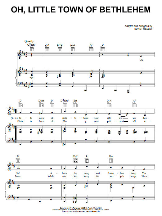 Elvis Presley Oh, Little Town Of Bethlehem Sheet Music