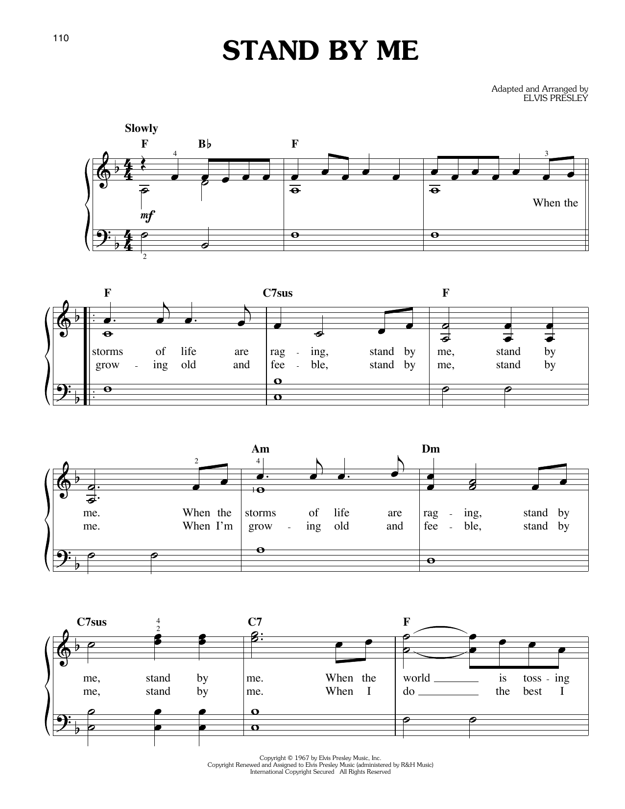 Elvis Presley Stand By Me Sheet Music