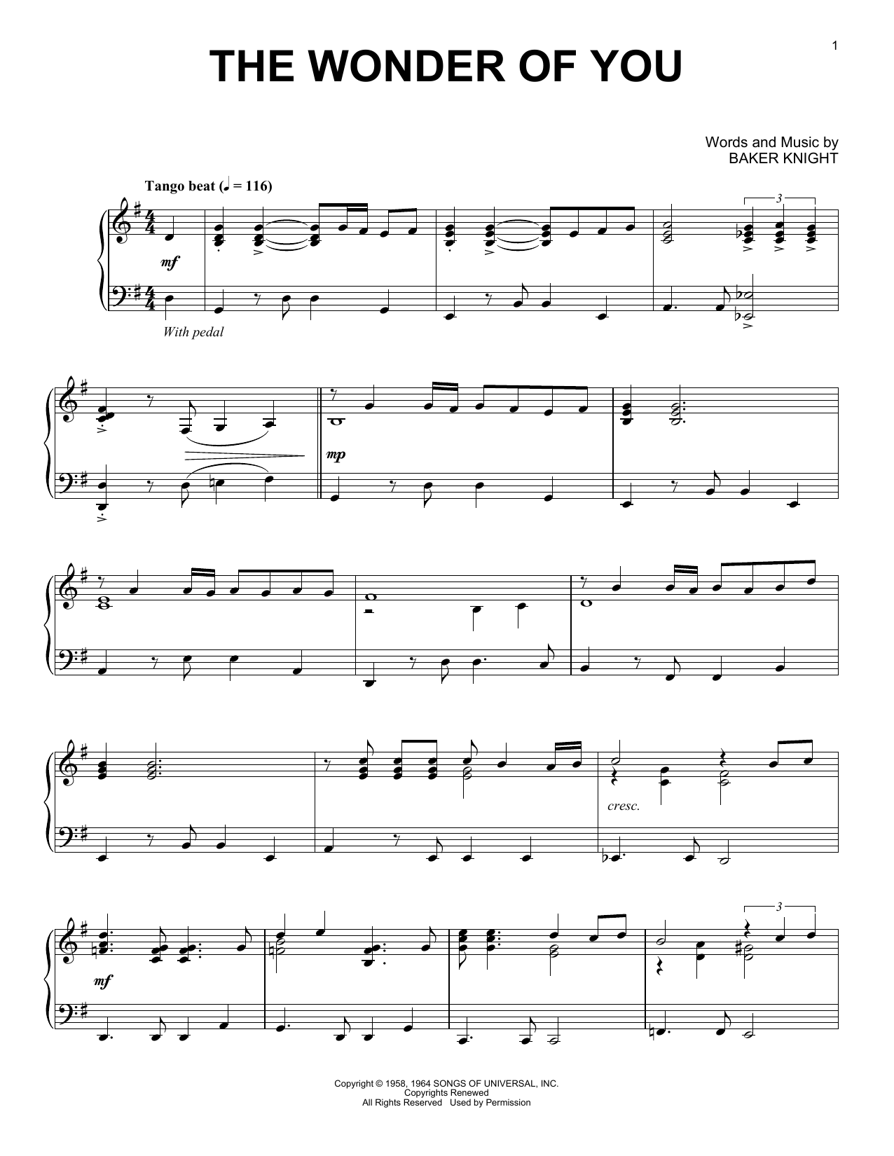 Elvis Presley The Wonder Of You [Jazz version] Sheet Music