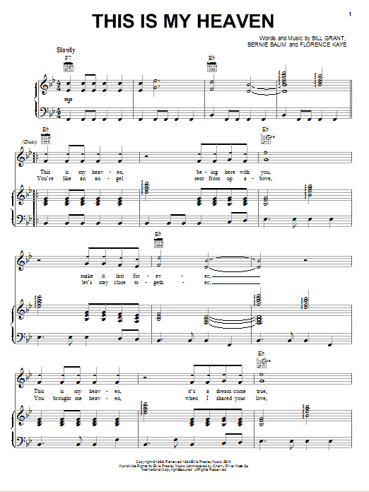 Elvis Presley This Is My Heaven Sheet Music
