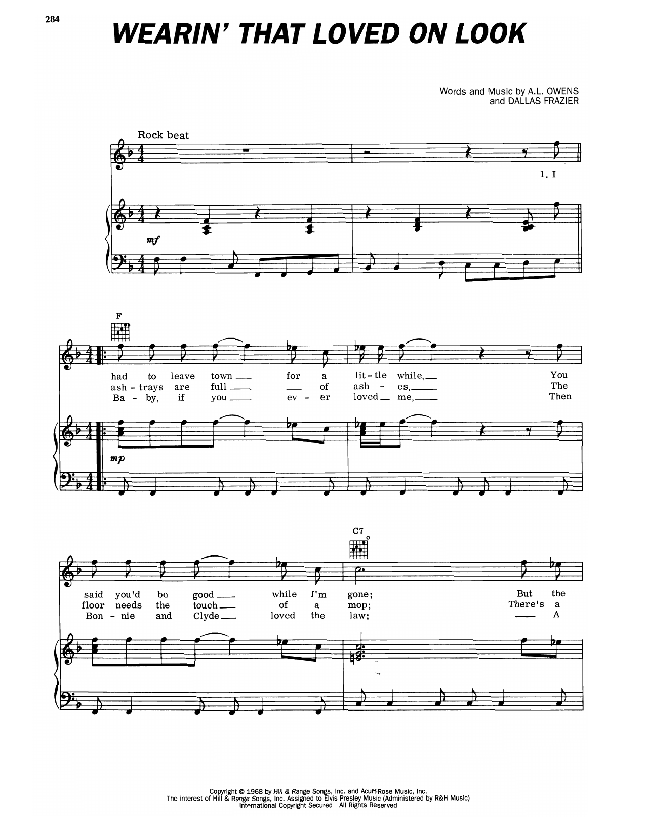 Elvis Presley Wearin' That Loved On Look Sheet Music
