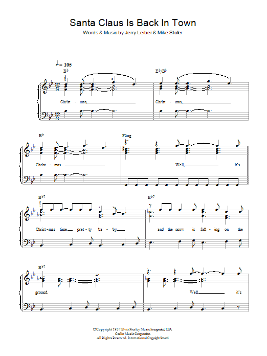 Elvis Presley Santa Claus Is Back In Town Sheet Music