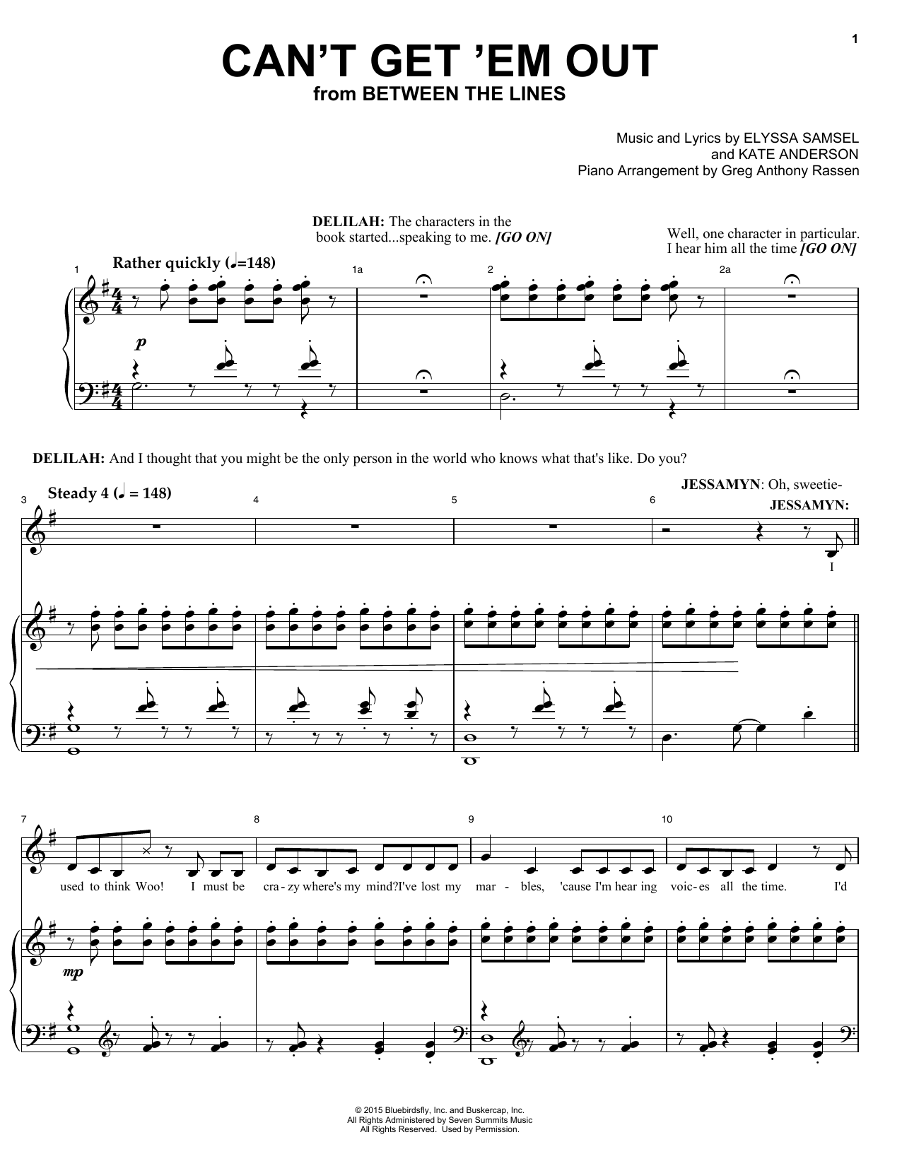 Elyssa Samsel & Kate Anderson Can't Get 'Em Out (from Between The Lines) Sheet Music