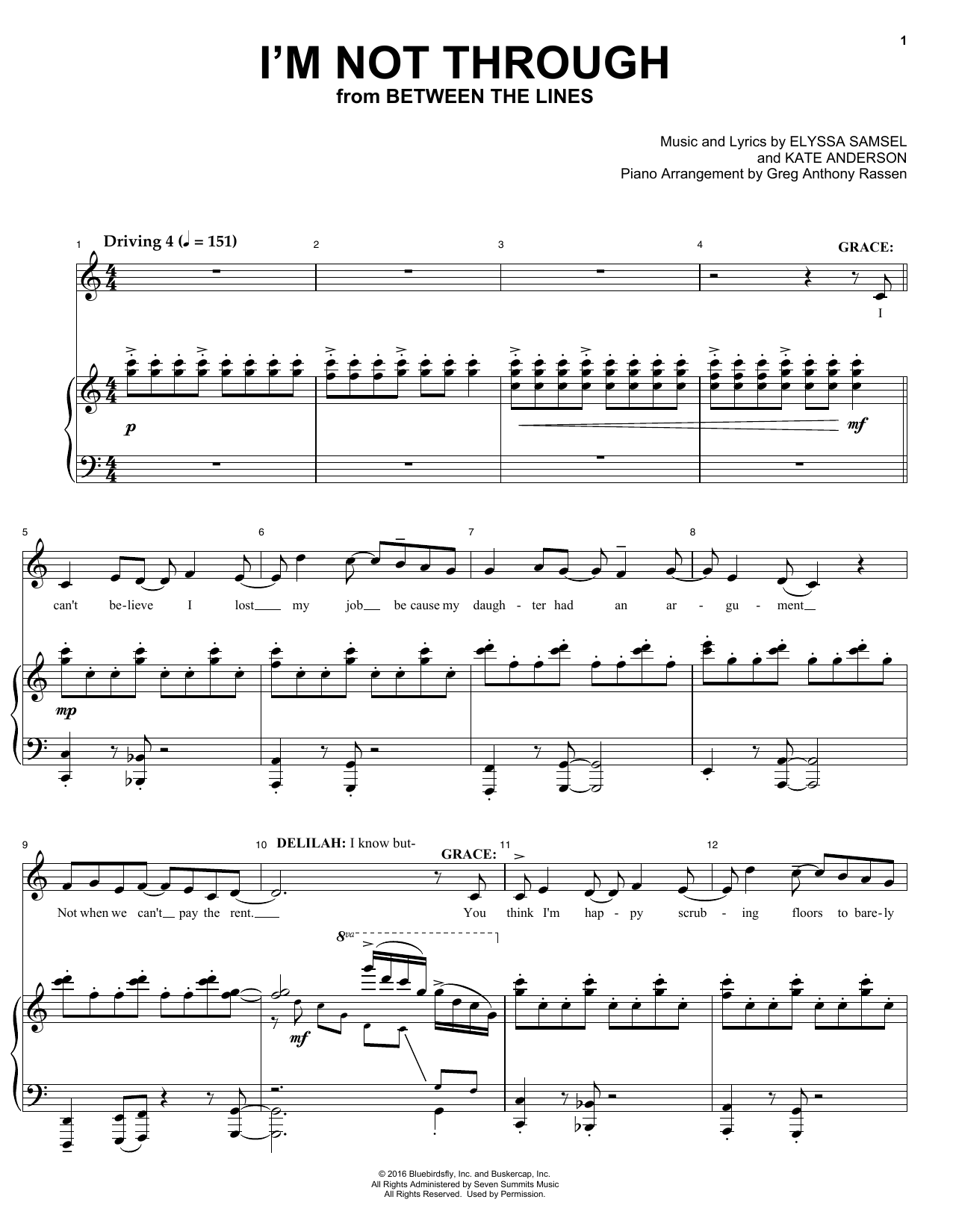 Elyssa Samsel & Kate Anderson I'm Not Through (from Between The Lines) Sheet Music