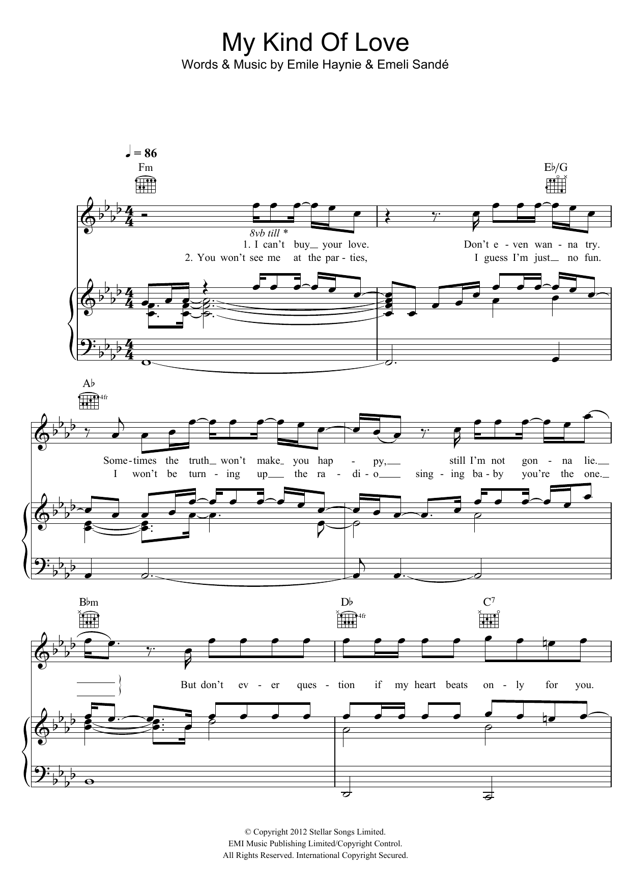 Emeli Sandé My Kind Of Love Sheet Music