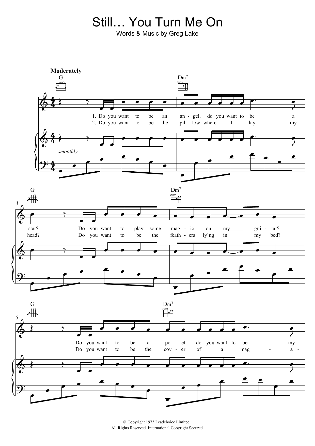 Emerson, Lake & Palmer Still You Turn Me On Sheet Music