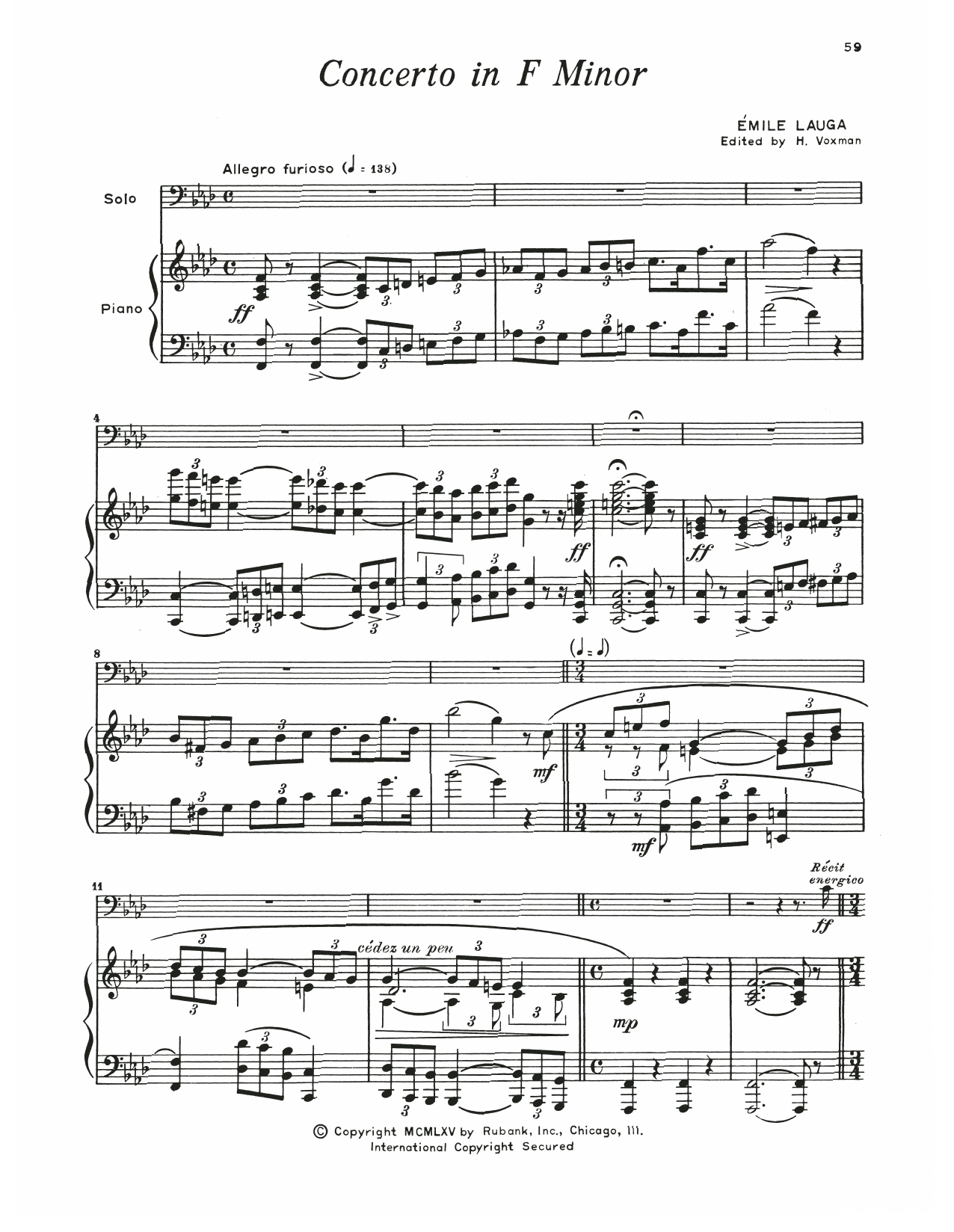 Emile Lauga Concerto In F Minor Sheet Music