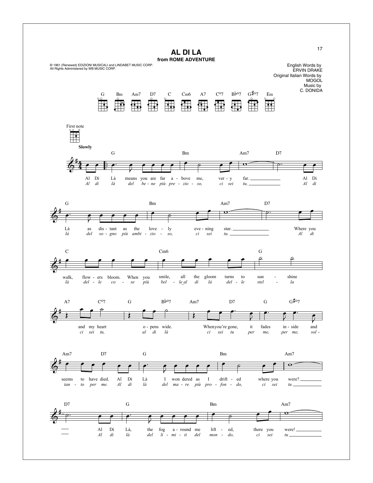 Emilio Pericoli Al Di La Sheet Music