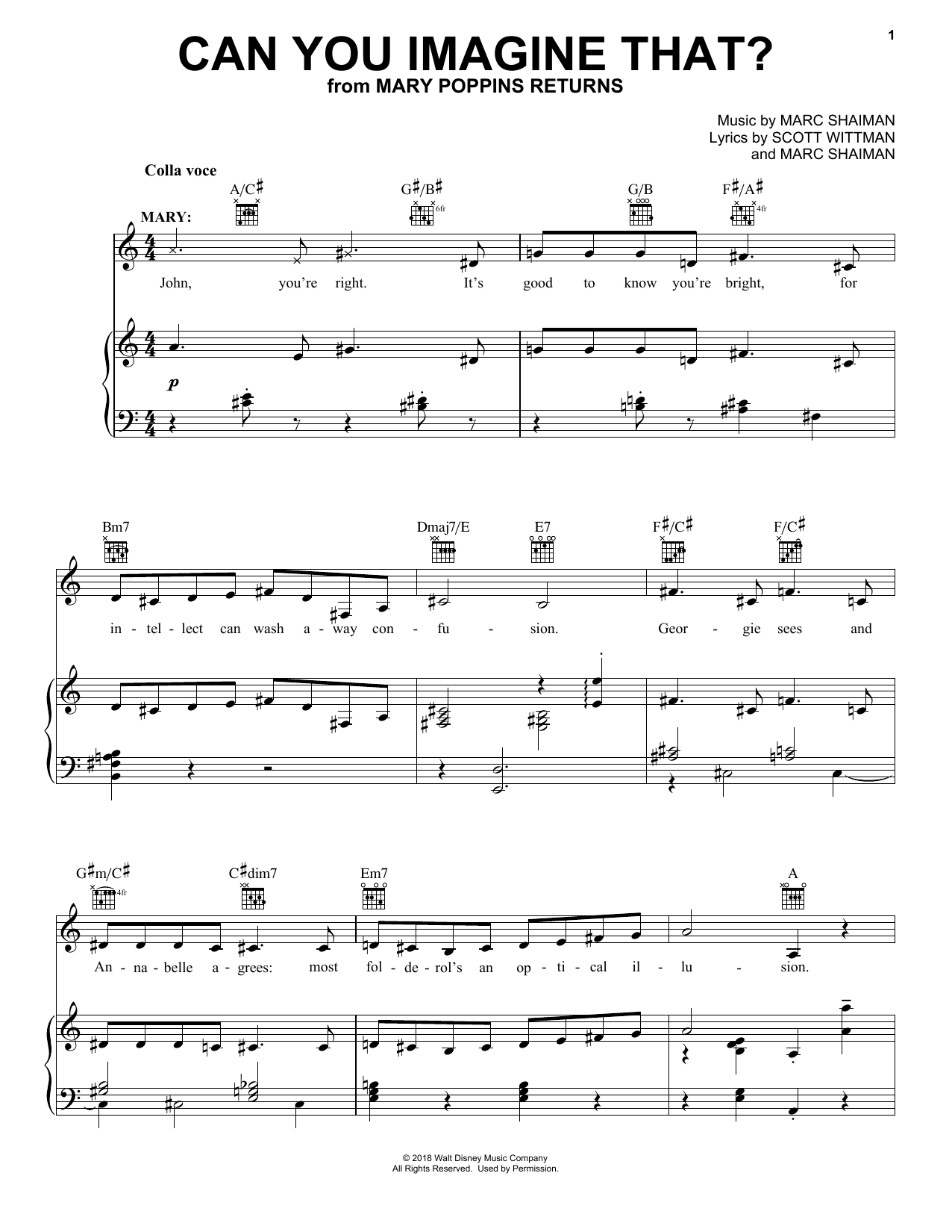 Emily Blunt & Company Can You Imagine That? (from Mary Poppins Returns) Sheet Music