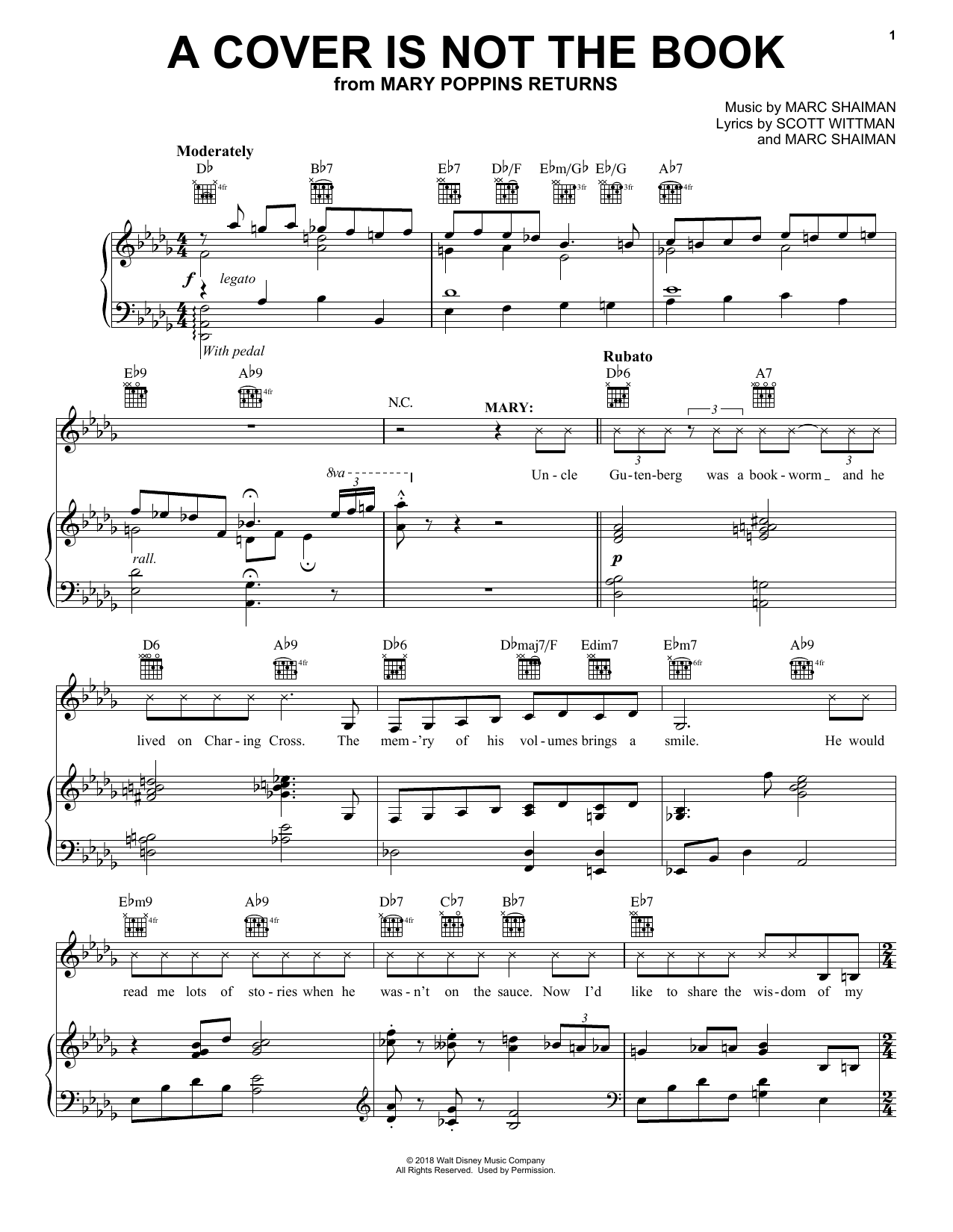 Emily Blunt, Lin-Manuel Miranda & Company A Cover Is Not The Book (from Mary Poppins Returns) Sheet Music