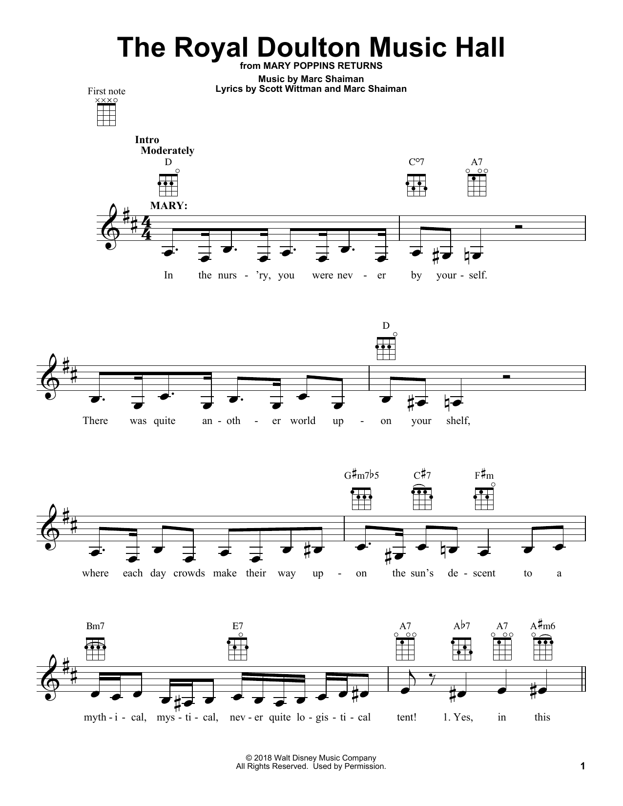 Emily Blunt & Lin-Manuel Miranda The Royal Doulton Music Hall (from Mary Poppins Returns) Sheet Music