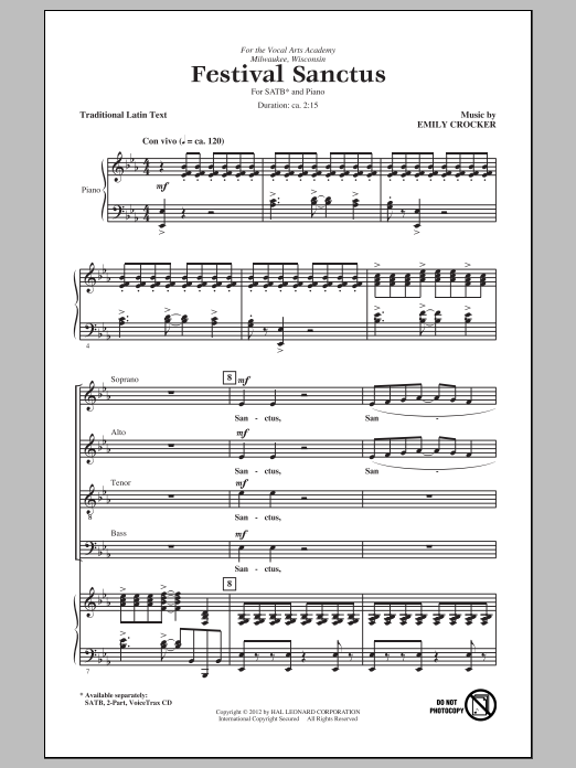 Emily Crocker Festival Sanctus Sheet Music