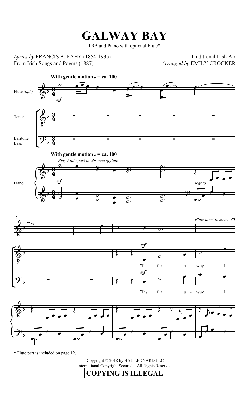 Emily Crocker Galway Bay Sheet Music