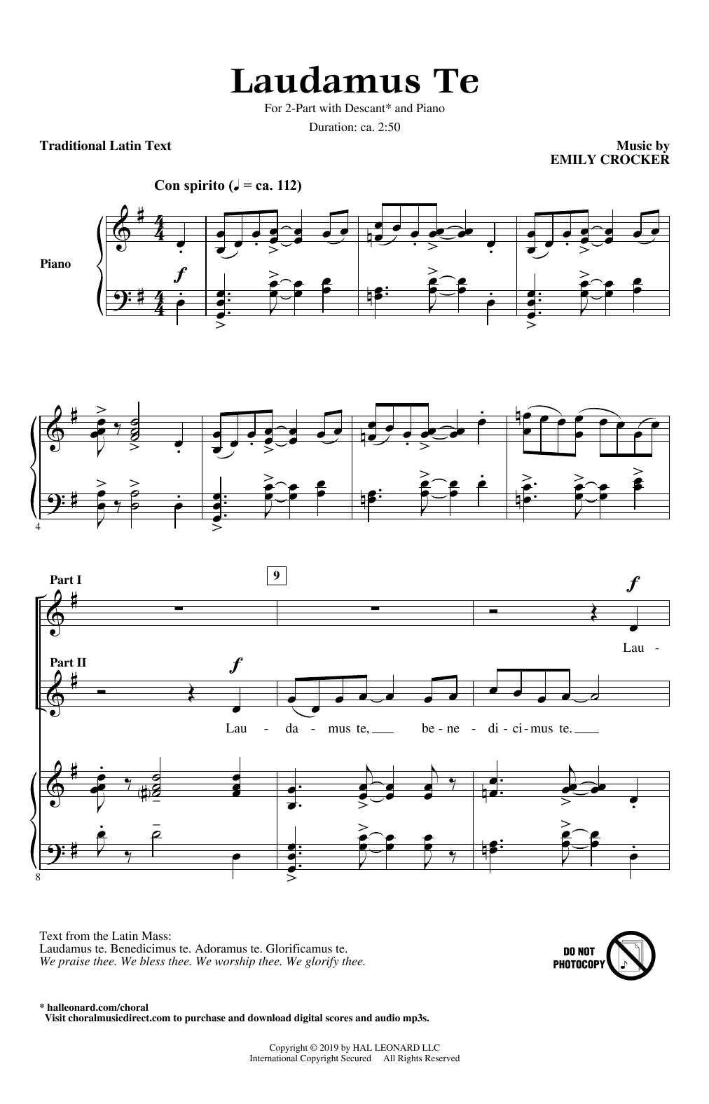Emily Crocker Laudamus Te Sheet Music