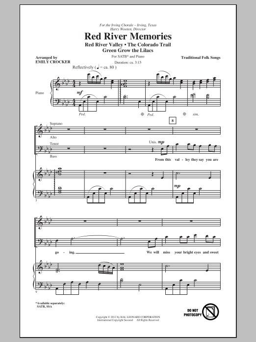 Emily Crocker Red River Memories (Medley) Sheet Music