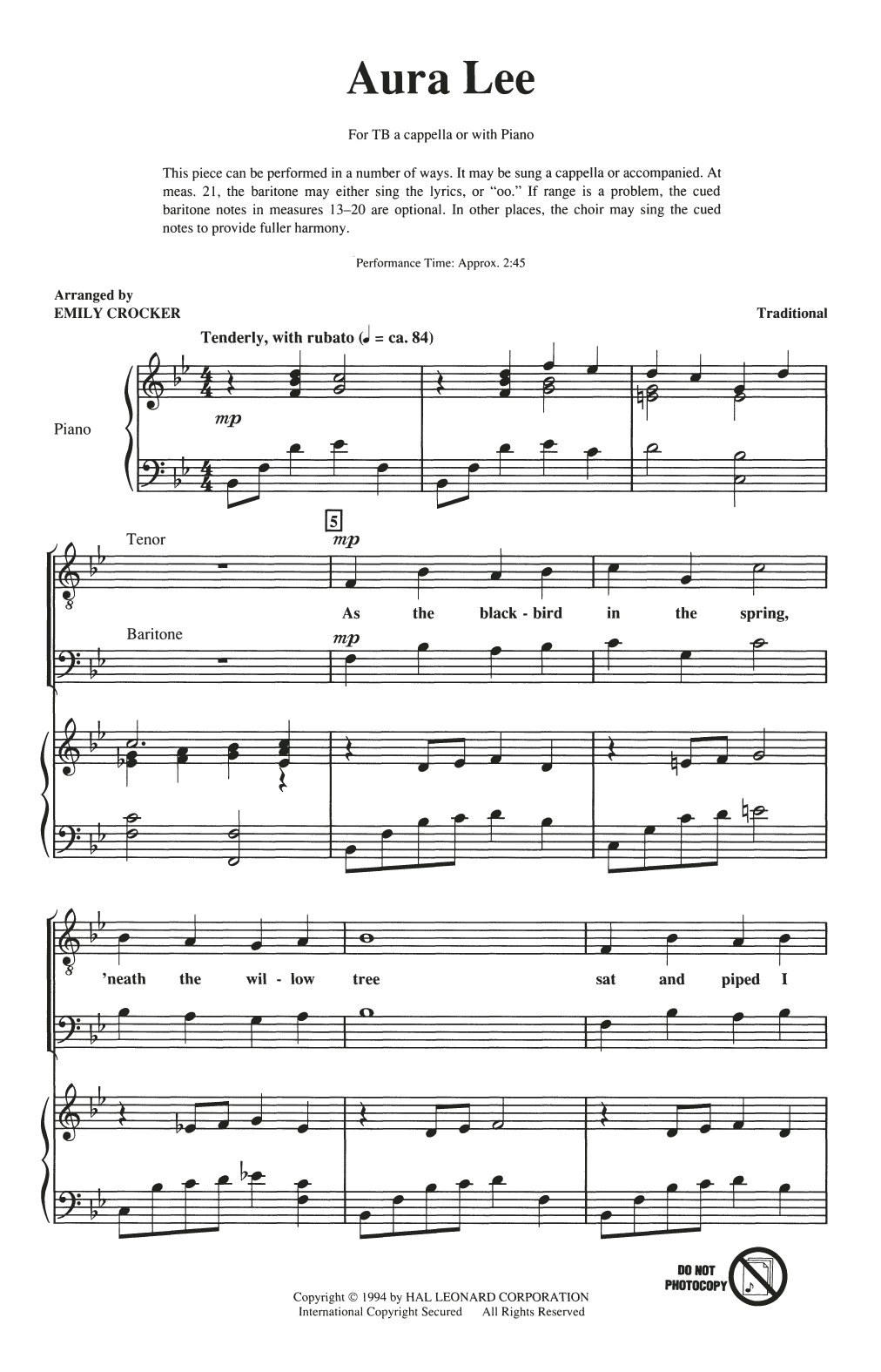 Emily Crocker Songs For Tenor-Bass Chorus (Collection) Sheet Music