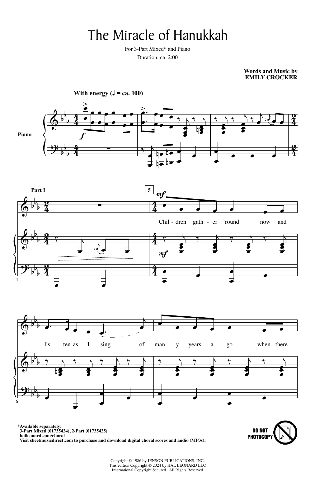 Emily Crocker The Miracle Of Hanukkah Sheet Music