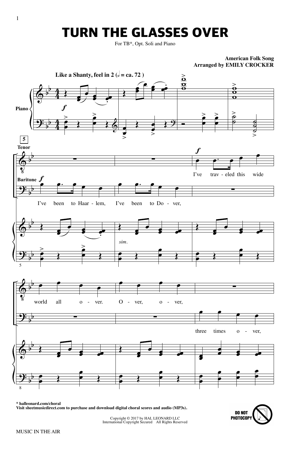 Emily Crocker Turn The Glasses Over (from Music In The Air) Sheet Music