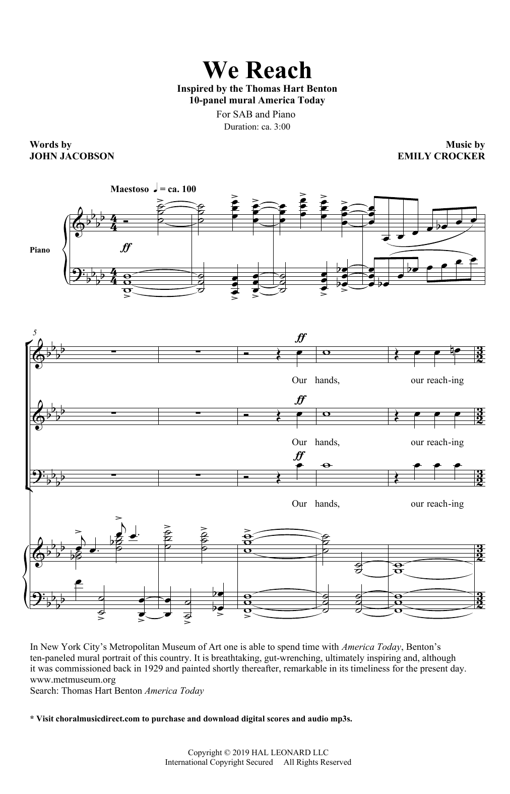 Emily Crocker We Reach Sheet Music