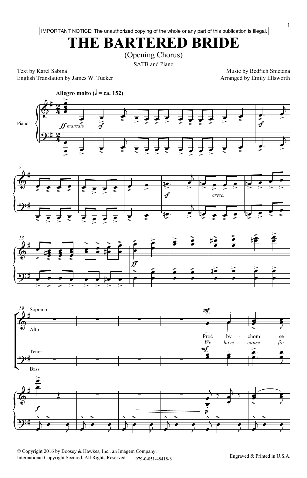 Emily Ellsworth The Bartered Bride Sheet Music