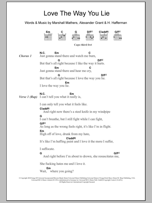 Eminem Love The Way You Lie (feat. Rihanna) Sheet Music