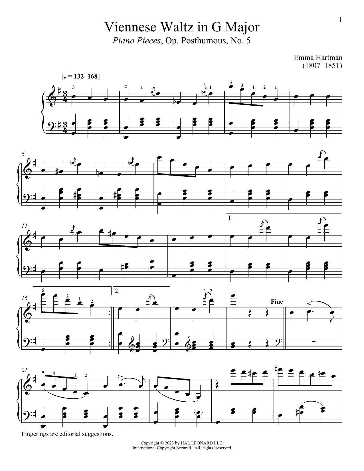 Emma Hartmann Viennese Waltz in G Major Sheet Music