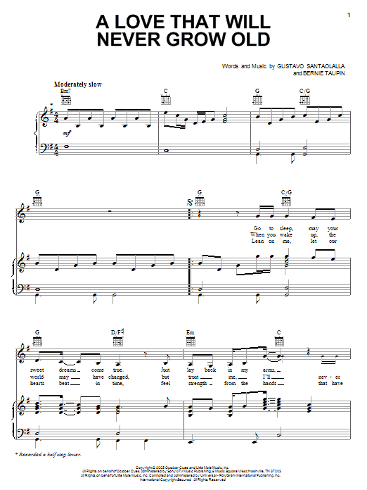 Emmylou Harris A Love That Will Never Grow Old Sheet Music