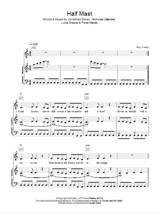 Empire Of The Sun Half Mast Sheet Music