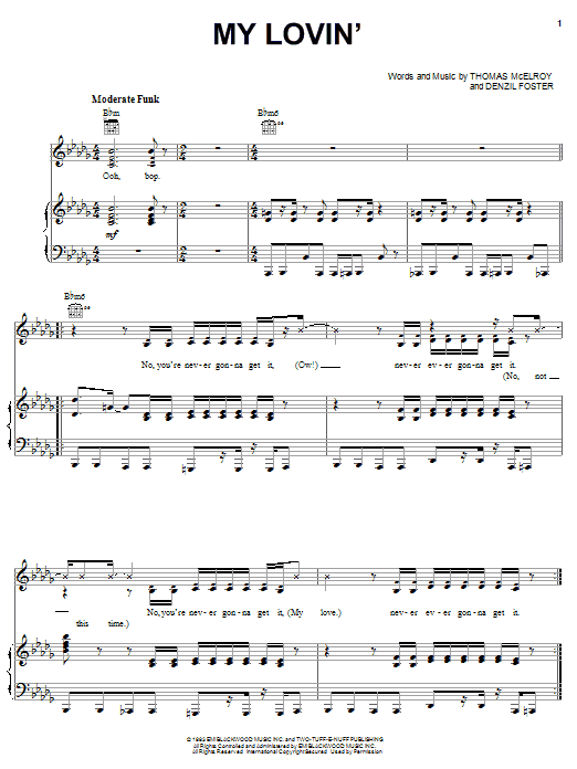 En Vogue My Lovin' Sheet Music