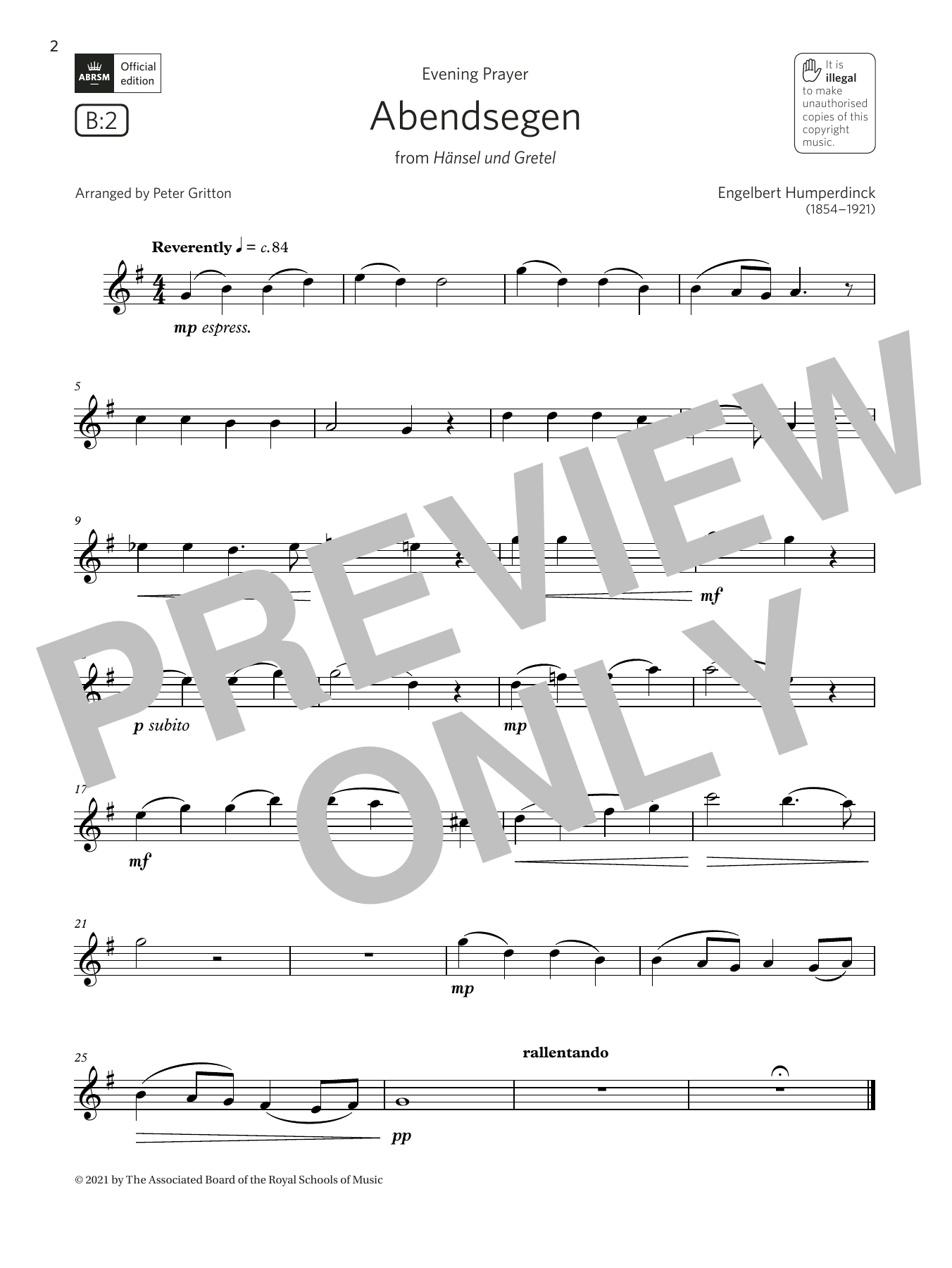 Engelbert Humperdinck Abendsegen (from Hänsel und Gretel) (Grade 2 List B2 from the ABRSM Saxophone Sheet Music