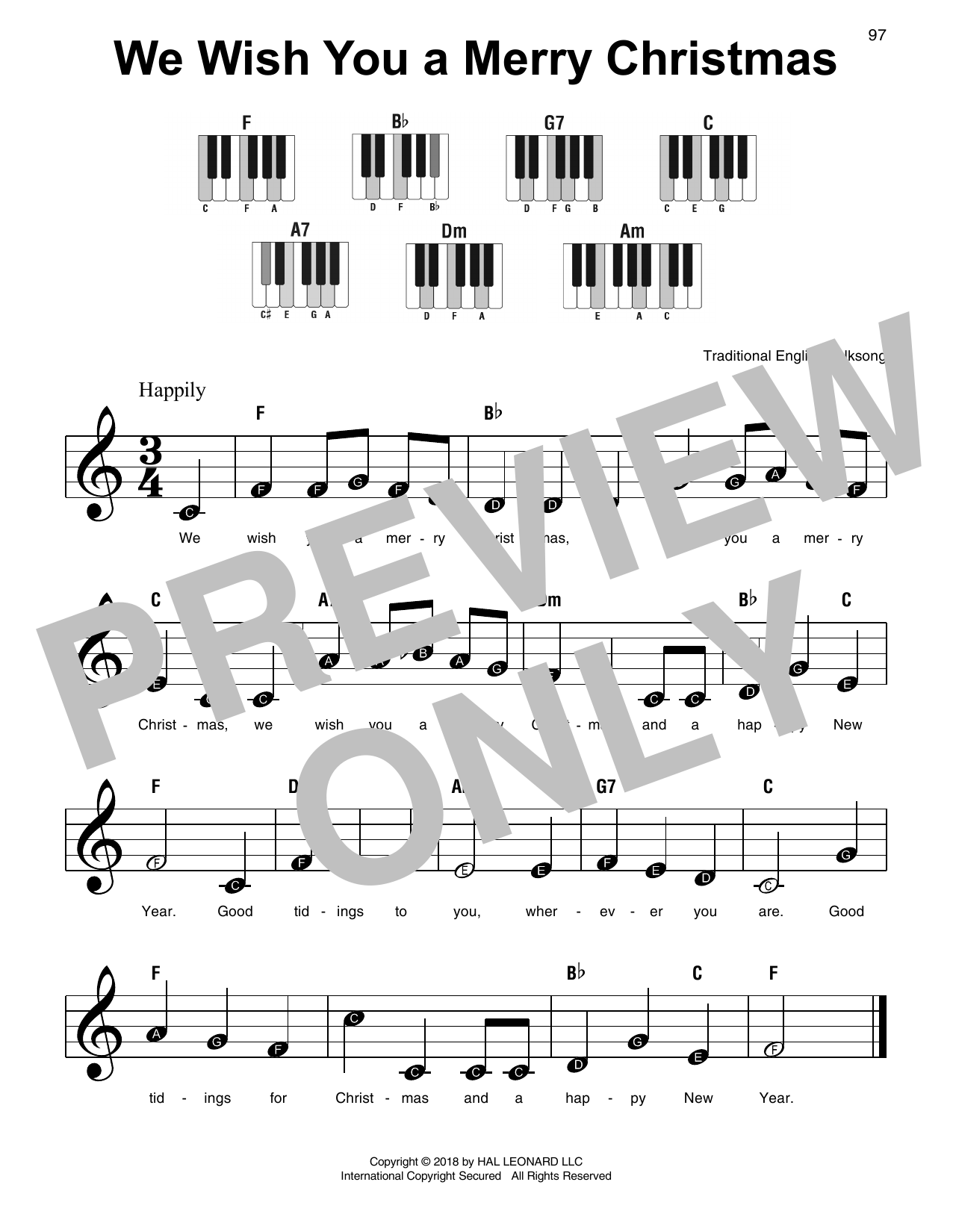Traditional English Folksong We Wish You A Merry Christmas Sheet Music