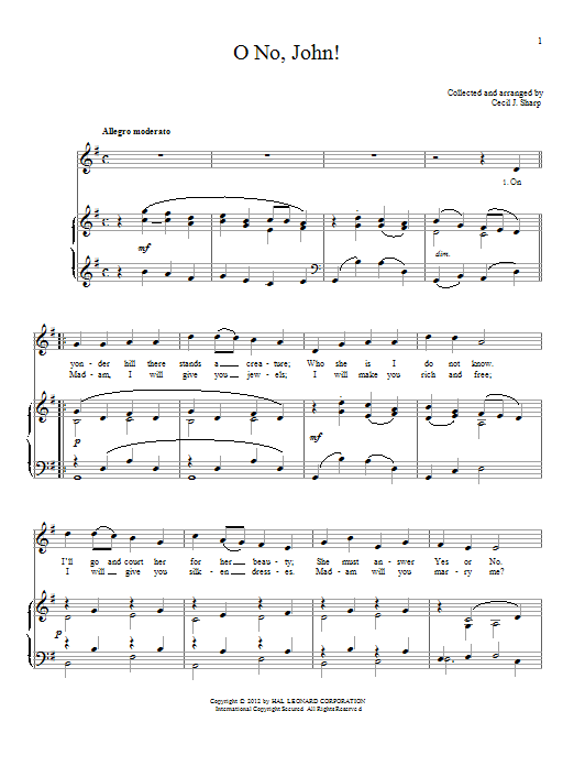 English Folksong O No, John! Sheet Music