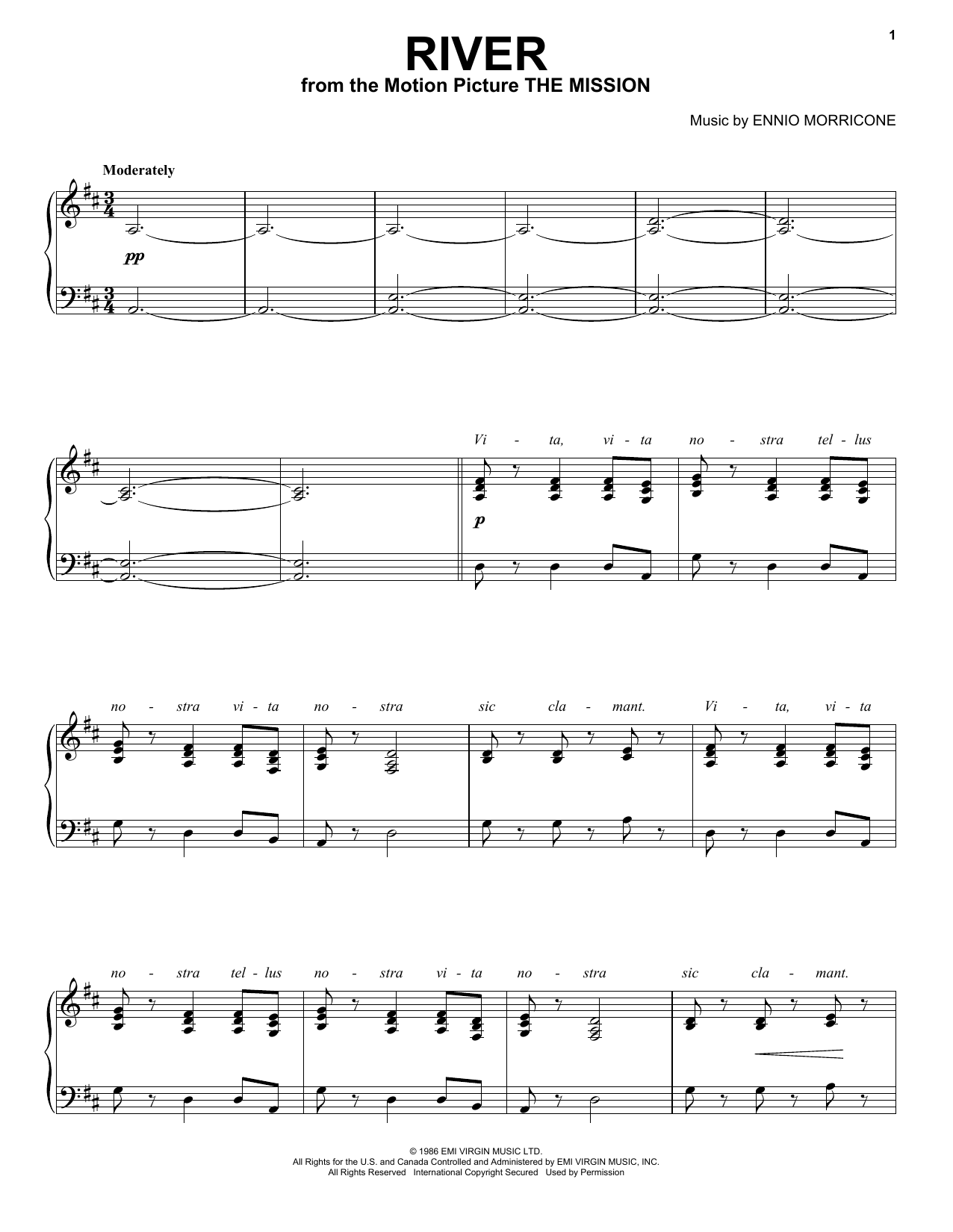 Ennio Morricone River Sheet Music