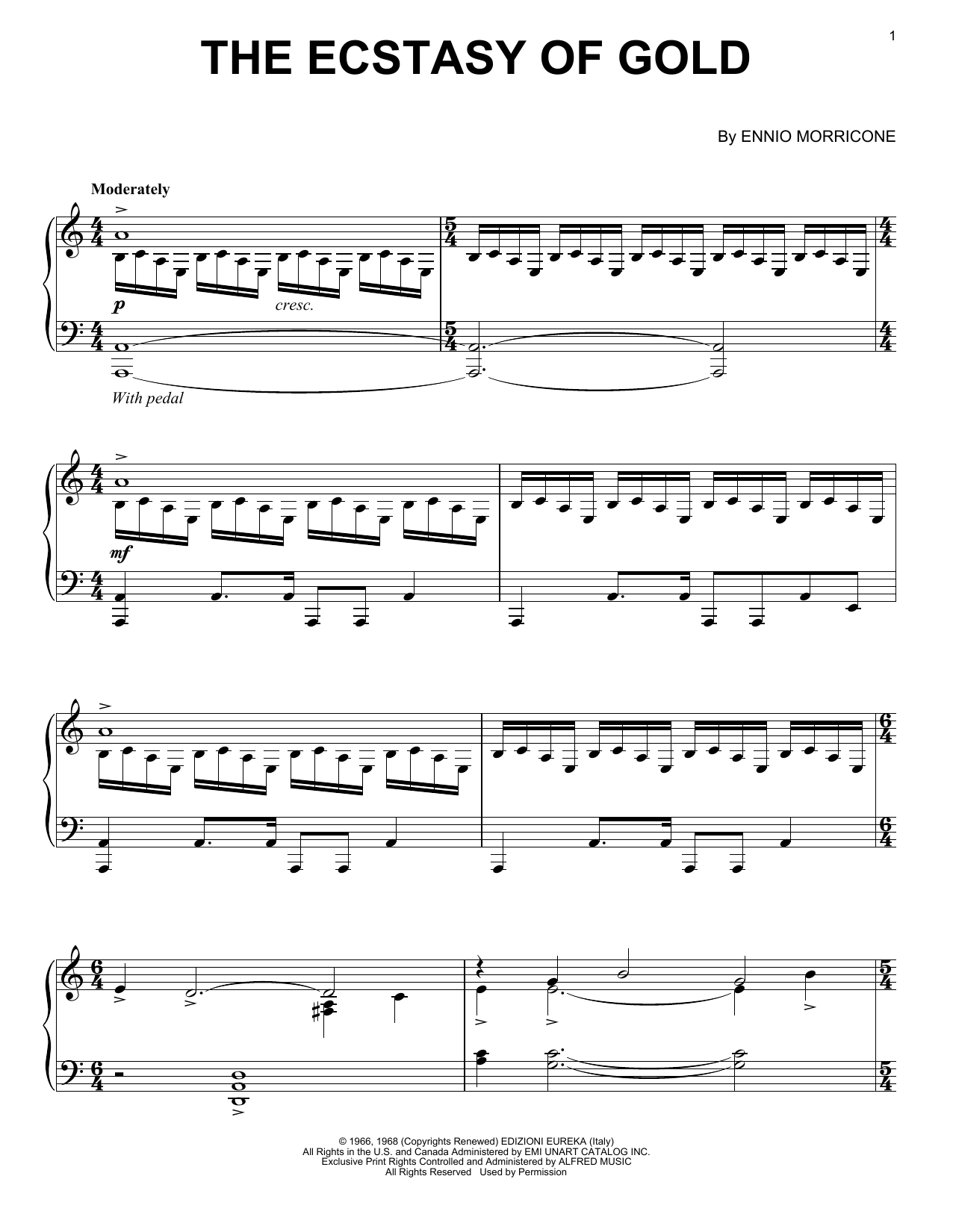 Ennio Morricone The Ecstasy Of Gold Sheet Music