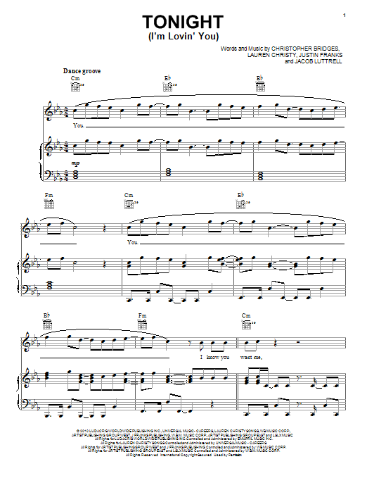 Enrique Iglesias Tonight (I'm Lovin' You) Sheet Music