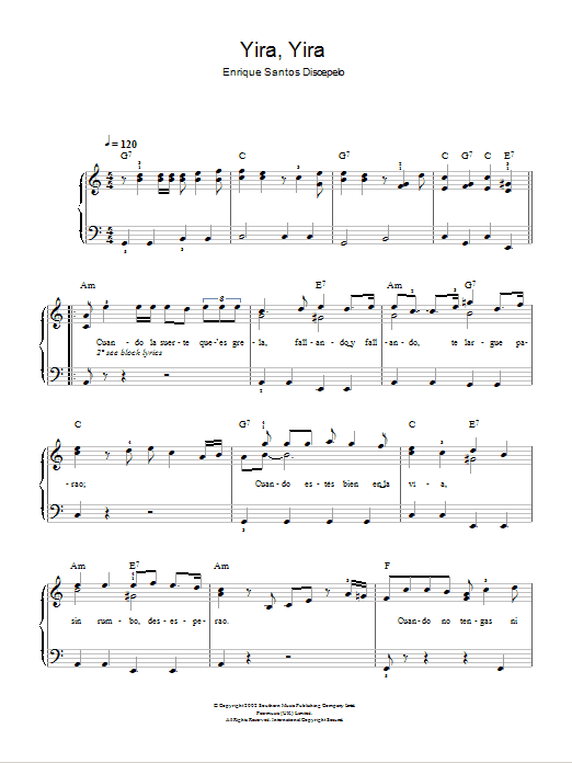 Enrique Santos Discepolo Yira, Yira Sheet Music